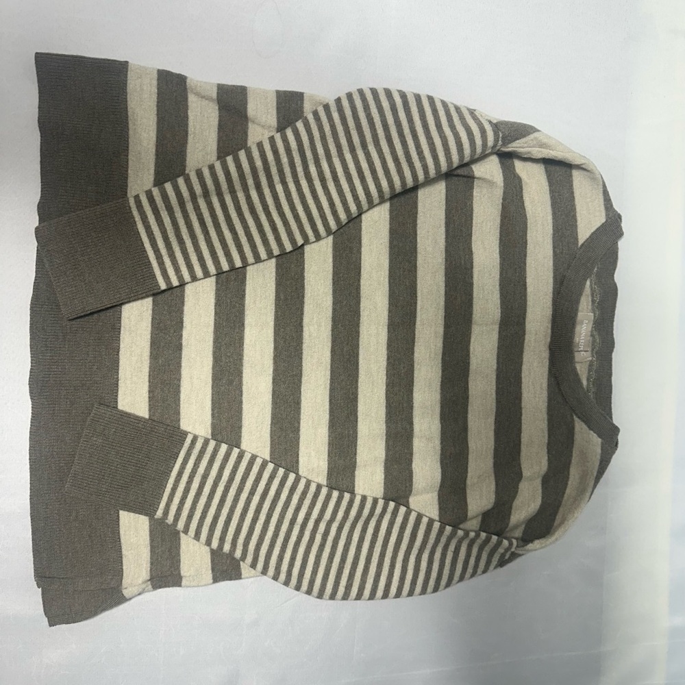 Banana Republic womans Striped Brown and Cream Crewneck Sweater